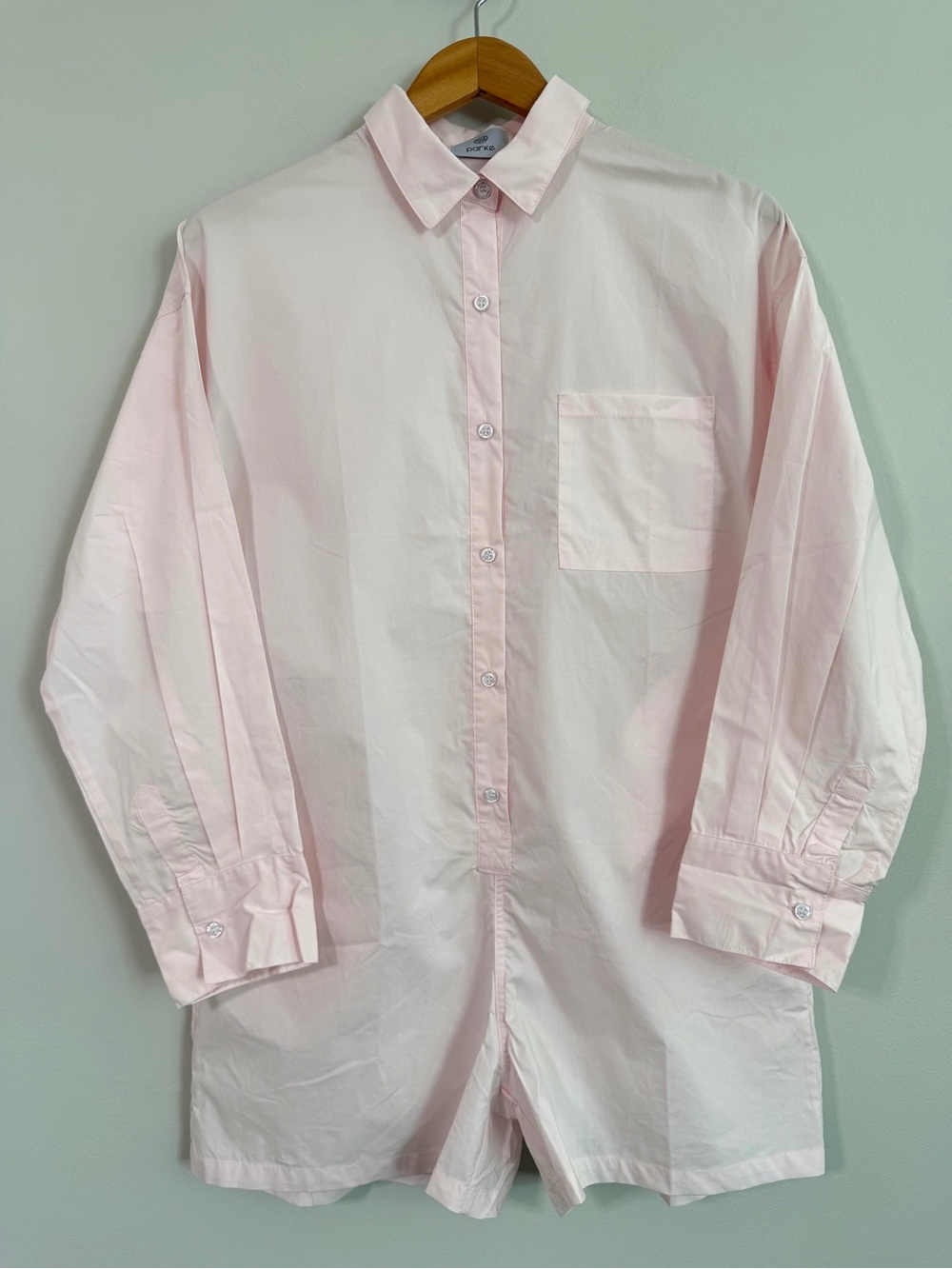 Parke Romper Shirt Resort Collection Front Button Pink Women’s Size Small